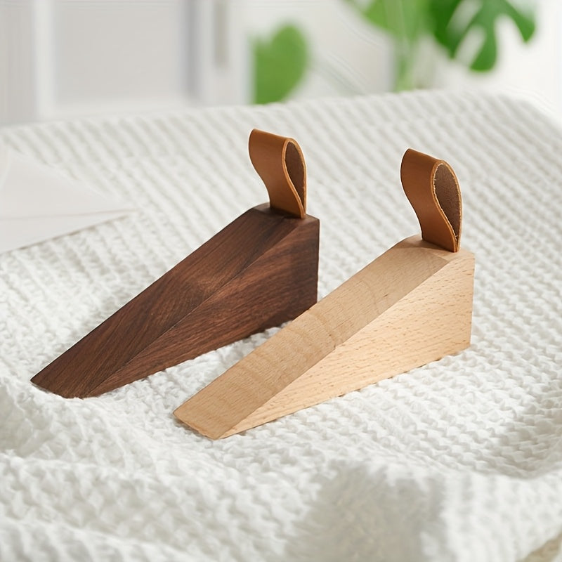 Stylish Wooden Door Wedges | Easy-Grip Leather Handles