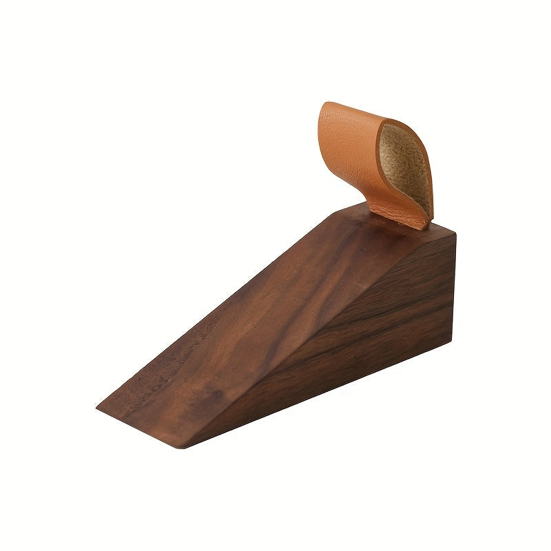 Stylish Wooden Door Wedges | Easy-Grip Leather Handles