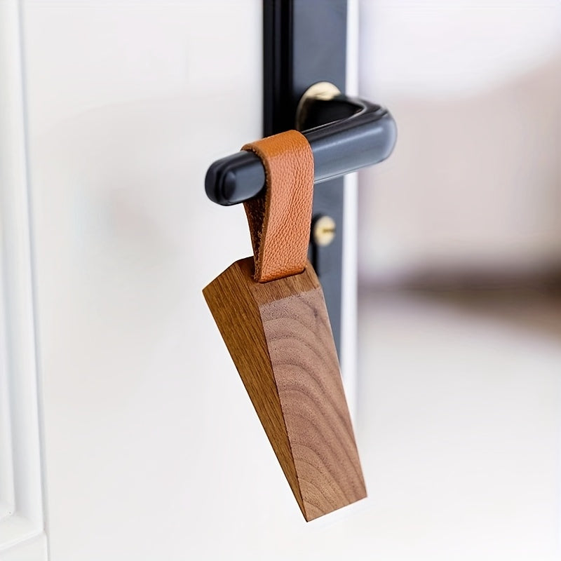 Stylish Wooden Door Wedges | Easy-Grip Leather Handles