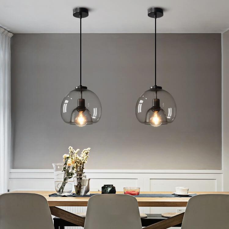 LunaGlow | Elegant Smoke Gray Glass Hanging Light Fixture