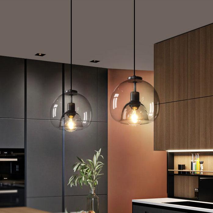 LunaGlow | Elegant Smoke Gray Glass Hanging Light Fixture
