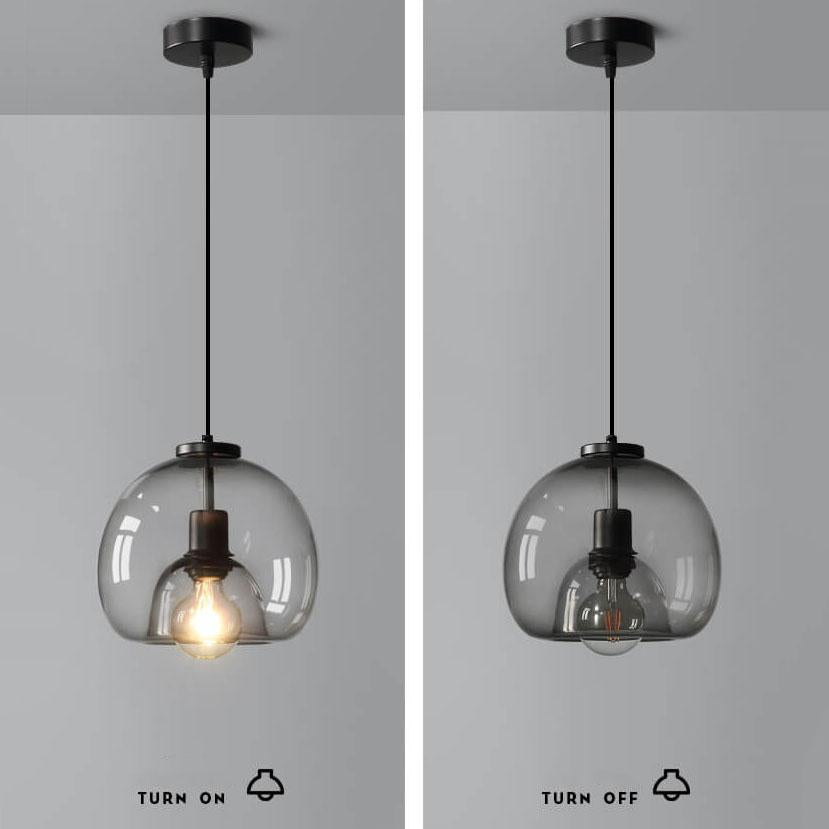 LunaGlow | Elegant Smoke Gray Glass Hanging Light Fixture