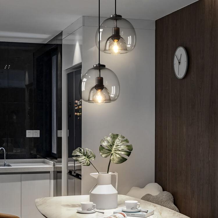 LunaGlow | Elegant Smoke Gray Glass Hanging Light Fixture
