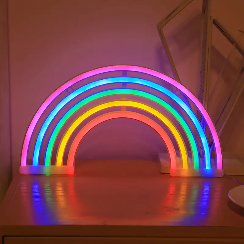 Colorful Neon Table Lamp - Rainbow Design