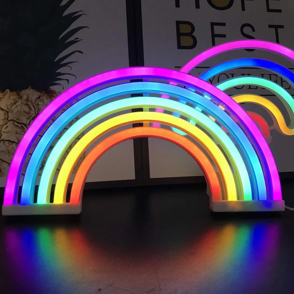 Colorful Neon Table Lamp - Rainbow Design