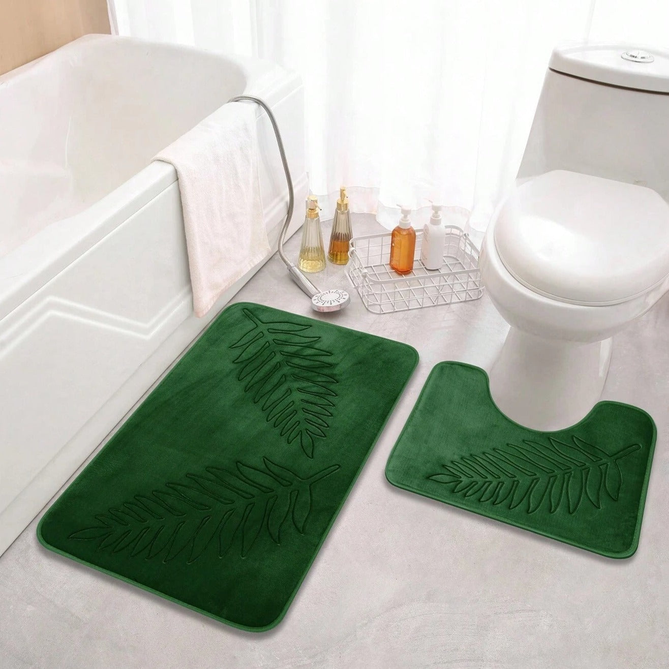 Luxurious Memory Foam Bath Mat Duo with Non-Slip Backing