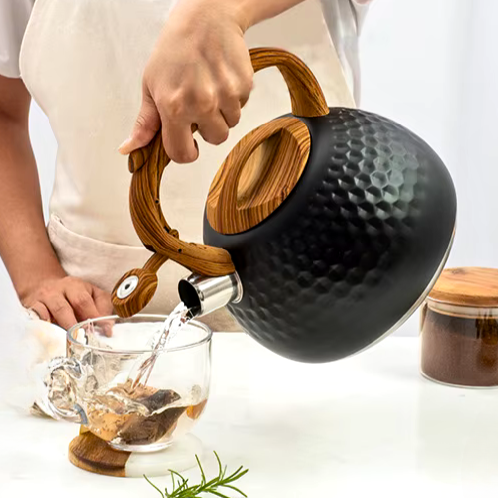 Stylish Manual Kettle with Wooden Handle - 3L Capacity