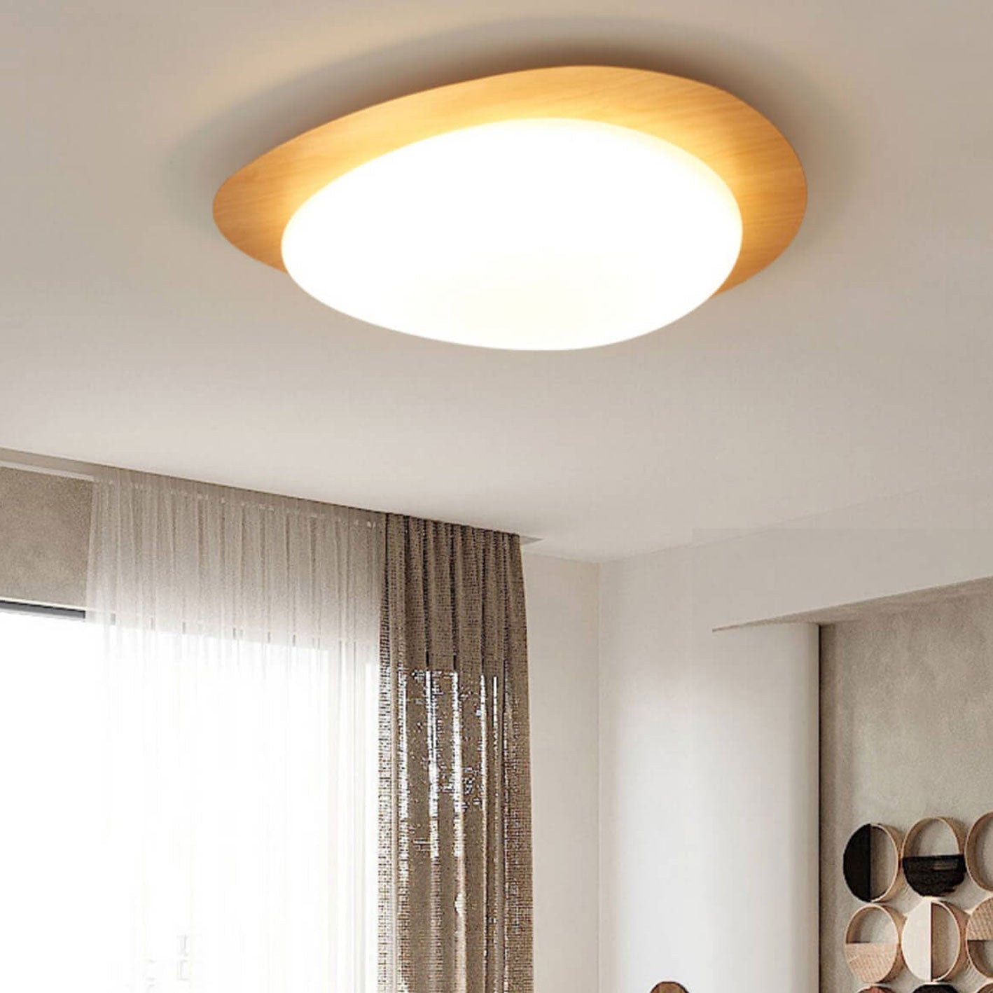 Elegant Wood-Finish LED Ceiling Light for Any Room