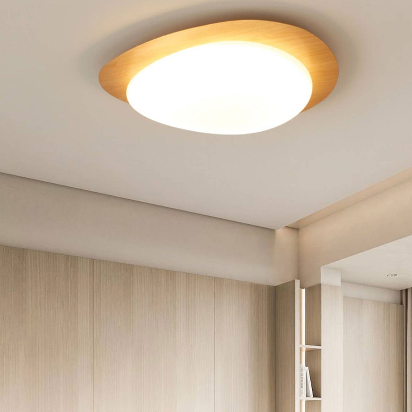 Elegant Wood-Finish LED Ceiling Light for Any Room