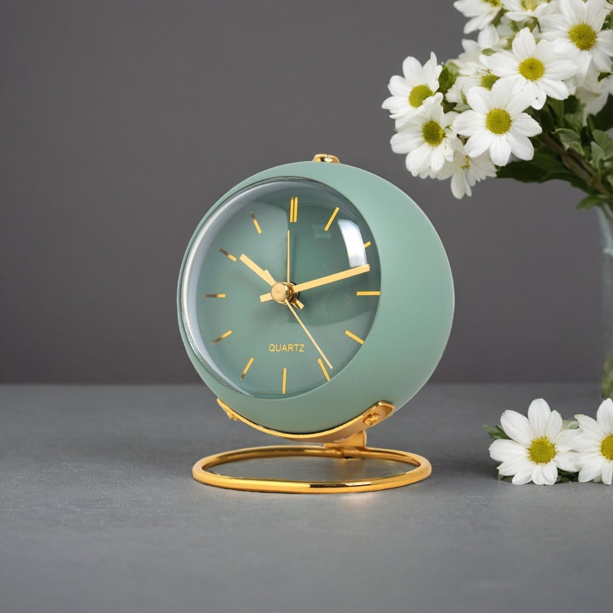 Sleek Metal Desk Timepiece with Soft Night Glow