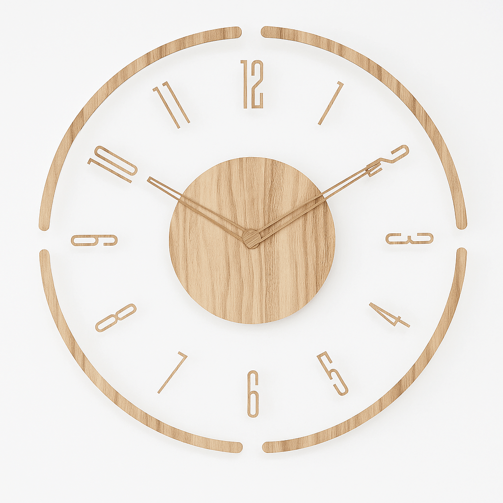 TranquilTimber – Silent Quartz Wooden Wall Clock for Modern Spaces