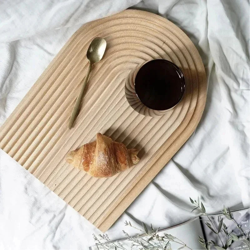 Elegant Serving Tray with Unique Ripple Texture and Groove