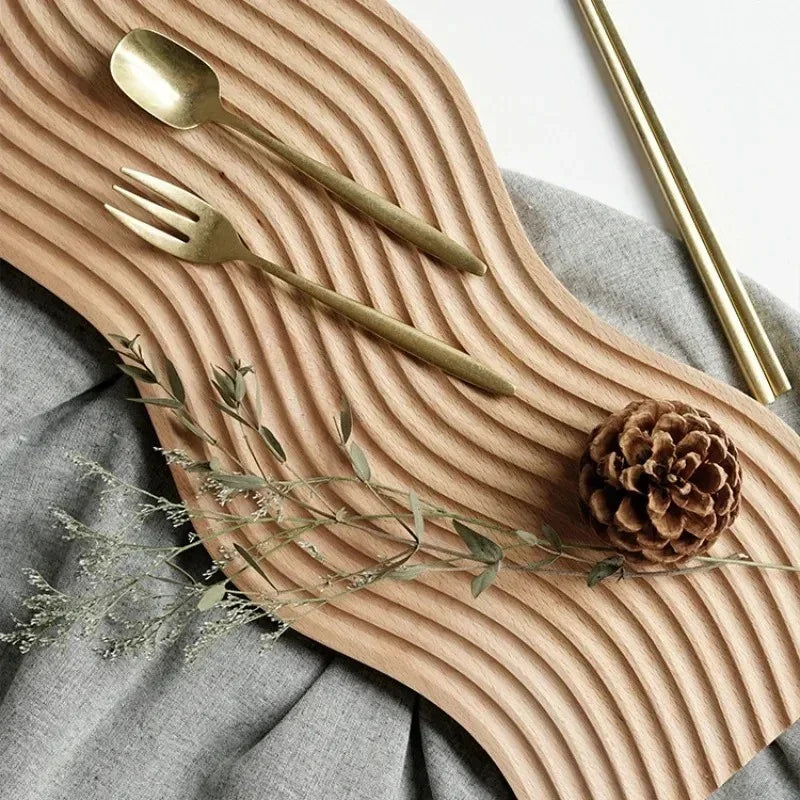 Elegant Serving Tray with Unique Ripple Texture and Groove