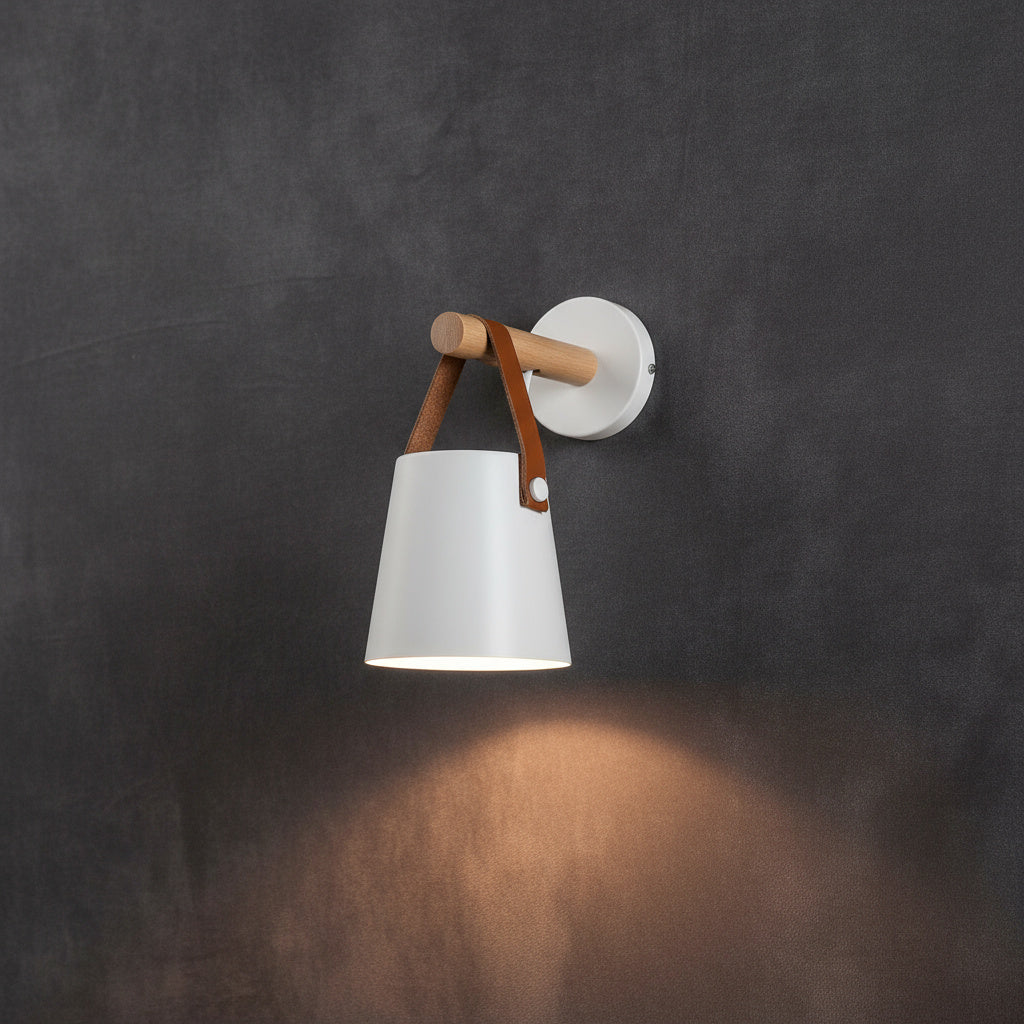 Elegant Indoor Wall Lamp with Wooden Base and Plug-In Design