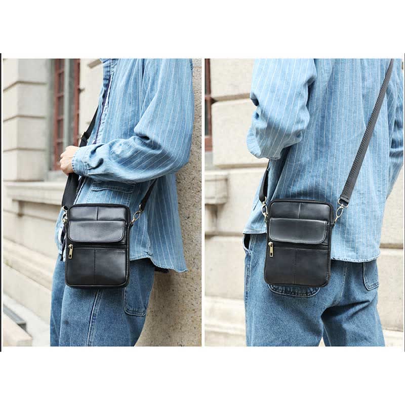 Sleek Leather Crossbody Bag for Men