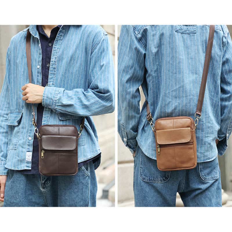 Sleek Leather Crossbody Bag for Men
