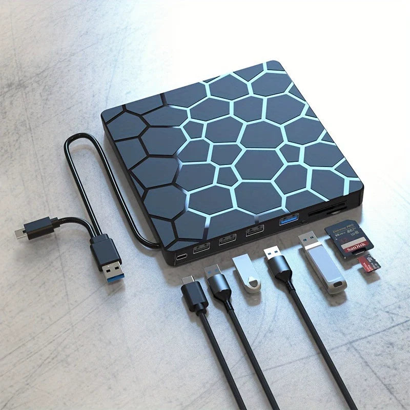 Ultimate 7-in-1 External CD/DVD Drive with Hub & Card Reader