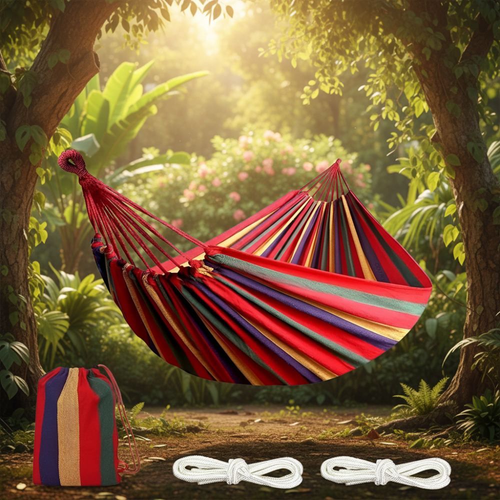 Portable Double Hammock with Easy Straps | Perfect for Outdoor Relaxation