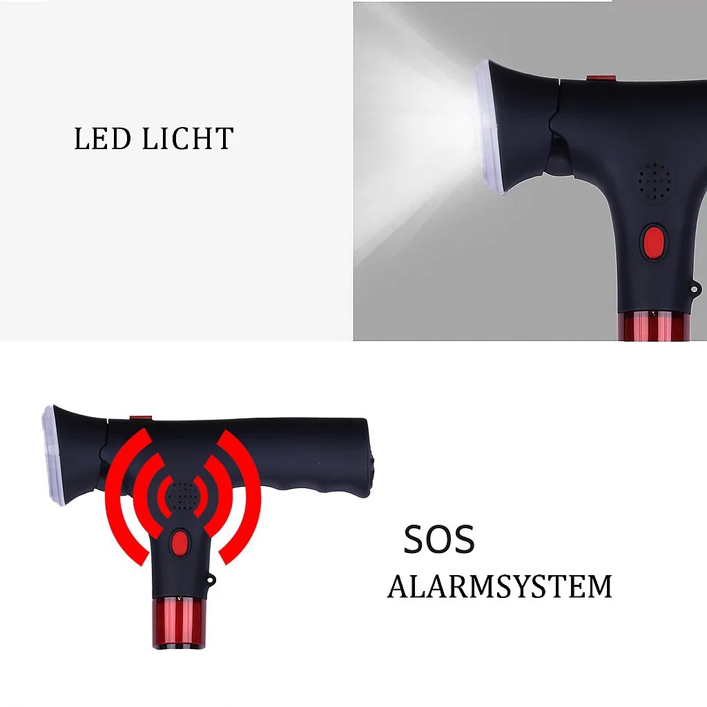 Compact Walking Aid with LED Illumination – Alarm Feature & Adjustable Height