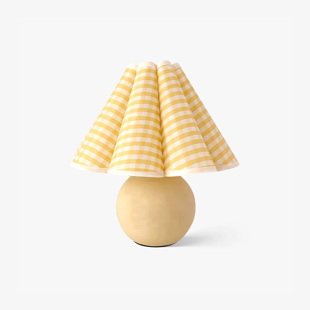 Elegant Cream Pleated Table Lamp with Beige Base