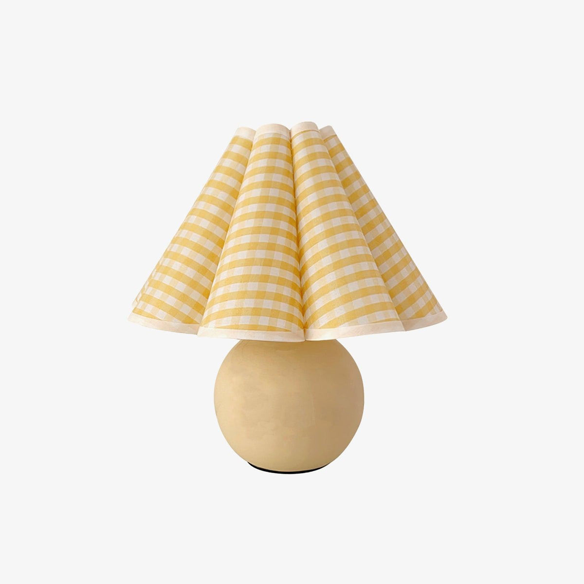 Elegant Cream Pleated Table Lamp with Beige Base