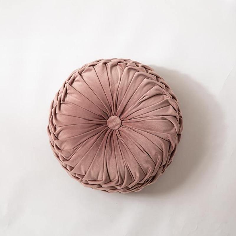 Chic Velvet Round Cushion with Elegant Frill Design