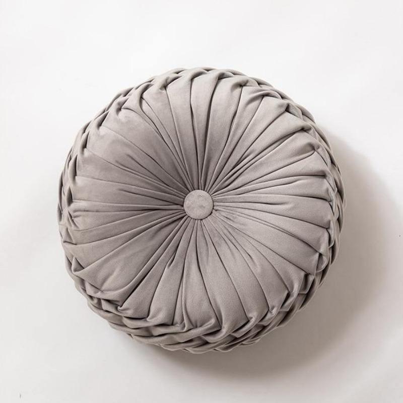 Chic Velvet Round Cushion with Elegant Frill Design