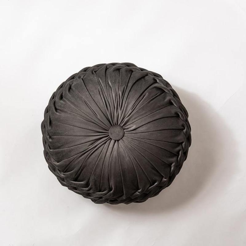 Chic Velvet Round Cushion with Elegant Frill Design