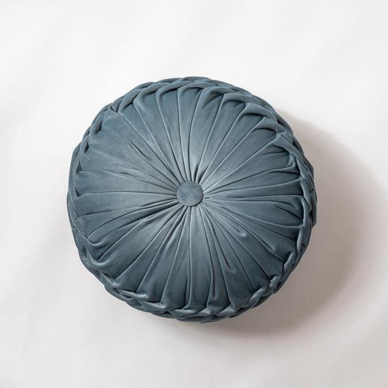 Chic Velvet Round Cushion with Elegant Frill Design