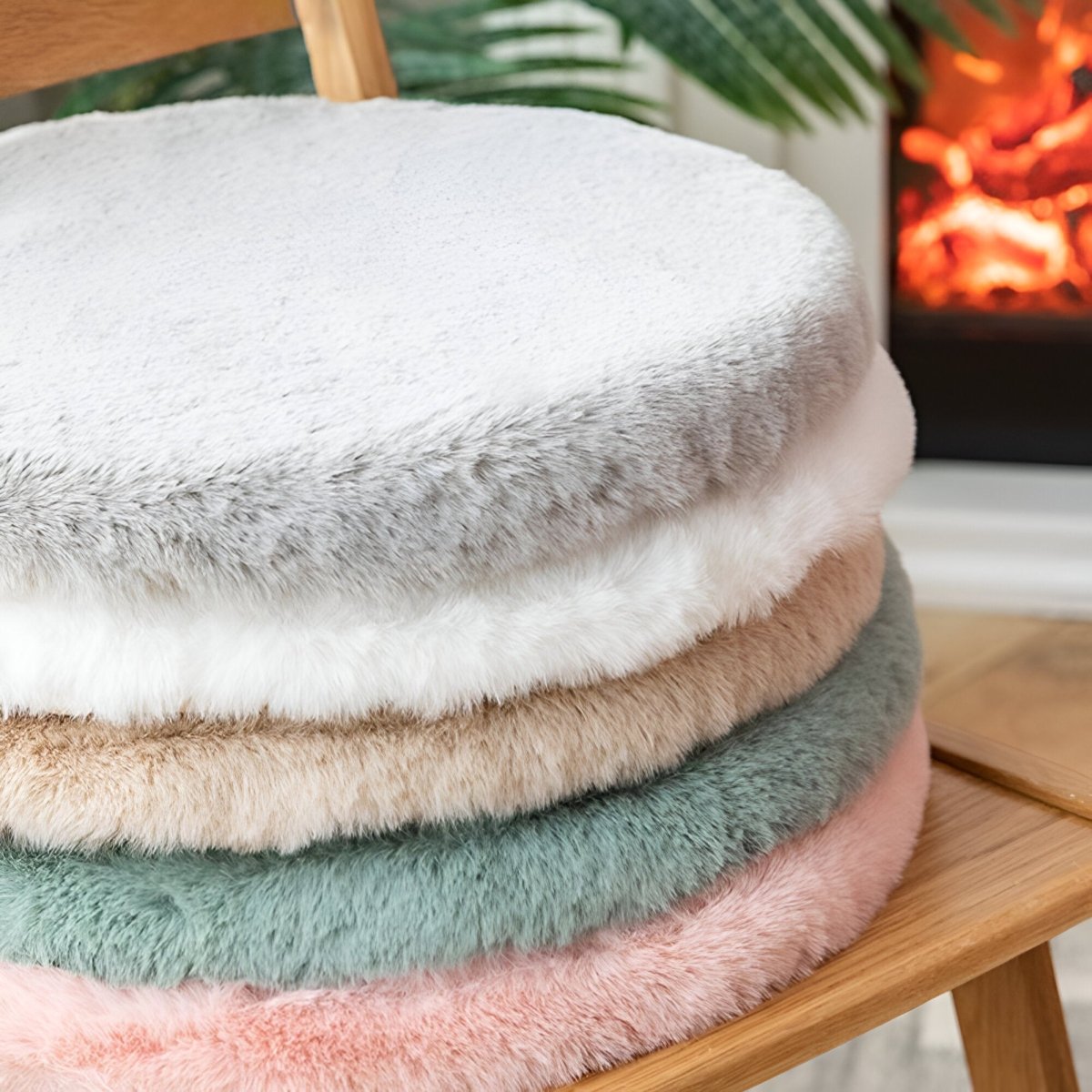 Luxurious 45cm Round Plush Cushion for Chairs & Cars