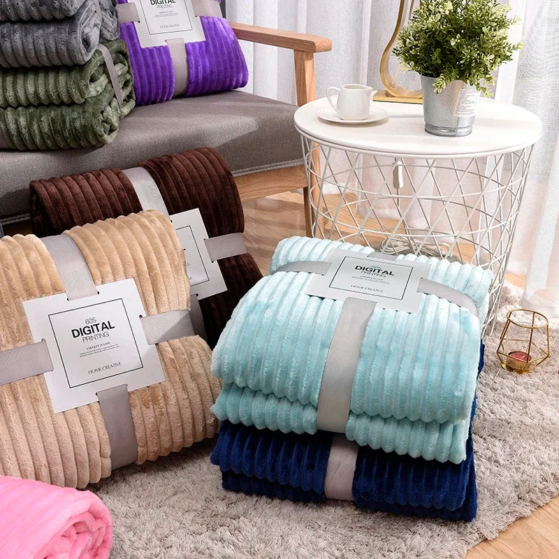 Cozy Comfort Blanket with Soft Ribbed Design - Easy Care