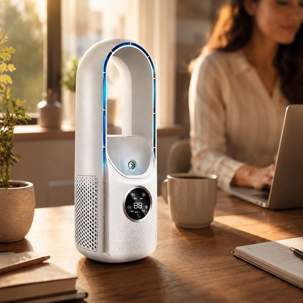Compact Bladeless Air Circulator | Whisper-Quiet Comfort Fan