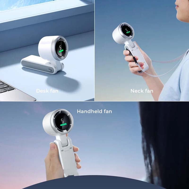 Compact 3-in-1 Handheld Fan with 5 Speed Settings & Adjustable Tilt