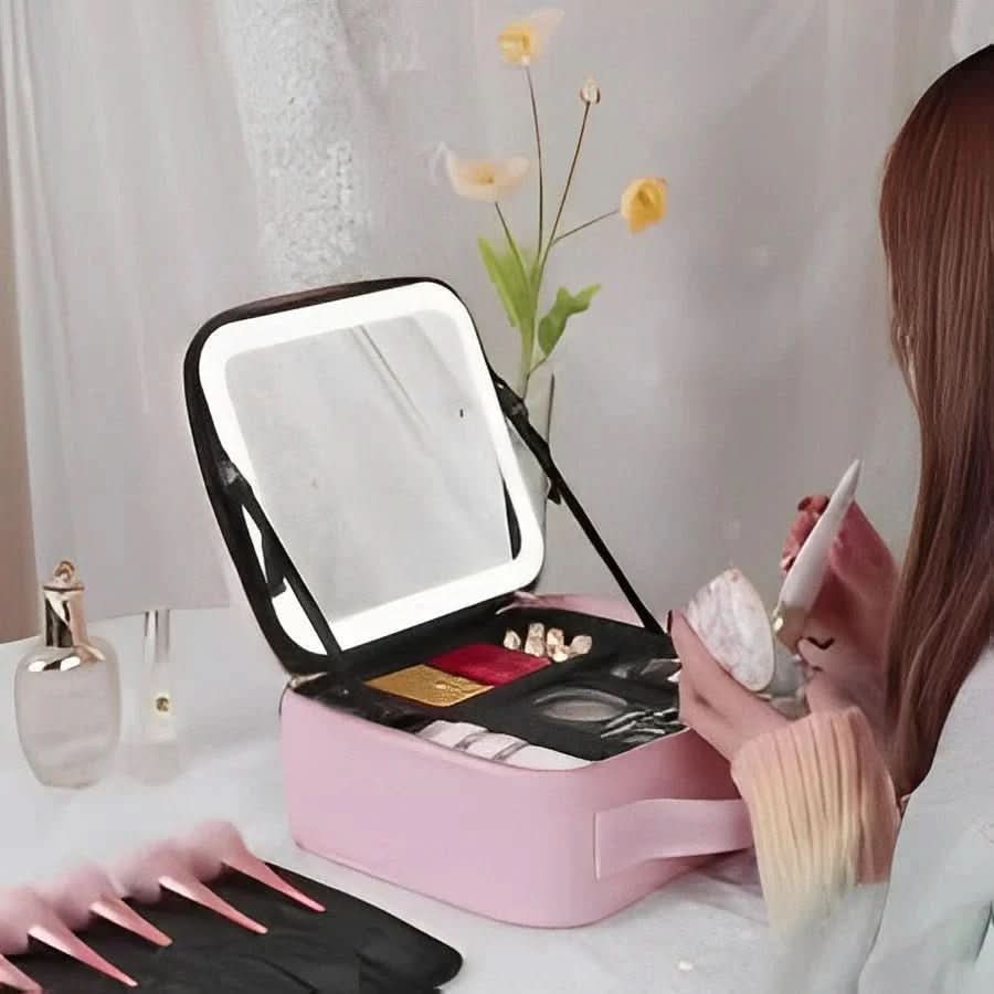 LumaCase – Travel Makeup Organizer with LED Mirror & Brightness Control