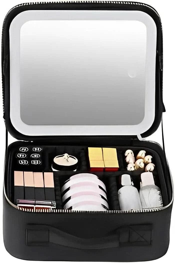 LumaCase – Travel Makeup Organizer with LED Mirror & Brightness Control