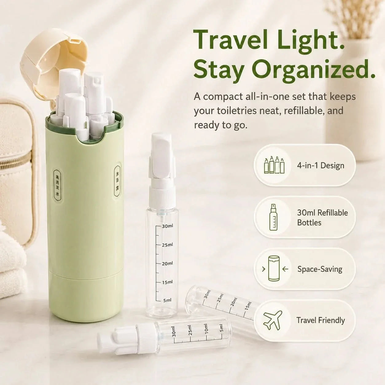 VersaBottle – Multi-Compartment Travel Dispenser