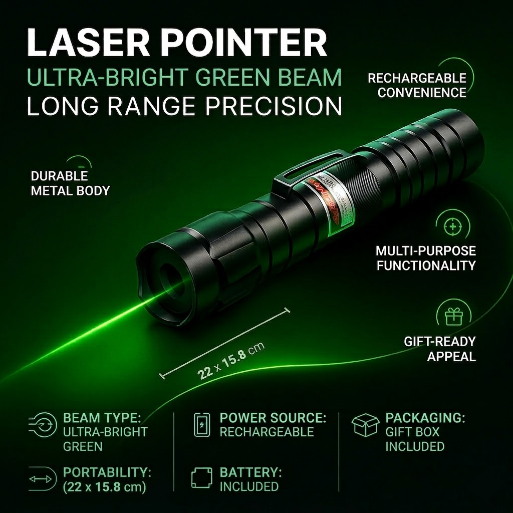 High-Intensity Green Laser Pointer | Rechargeable & Long Range