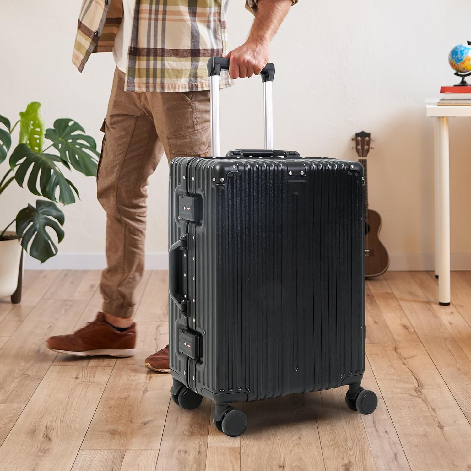 Robust Aluminum Carry-On Suitcase with TSA Lock & Quiet Wheels