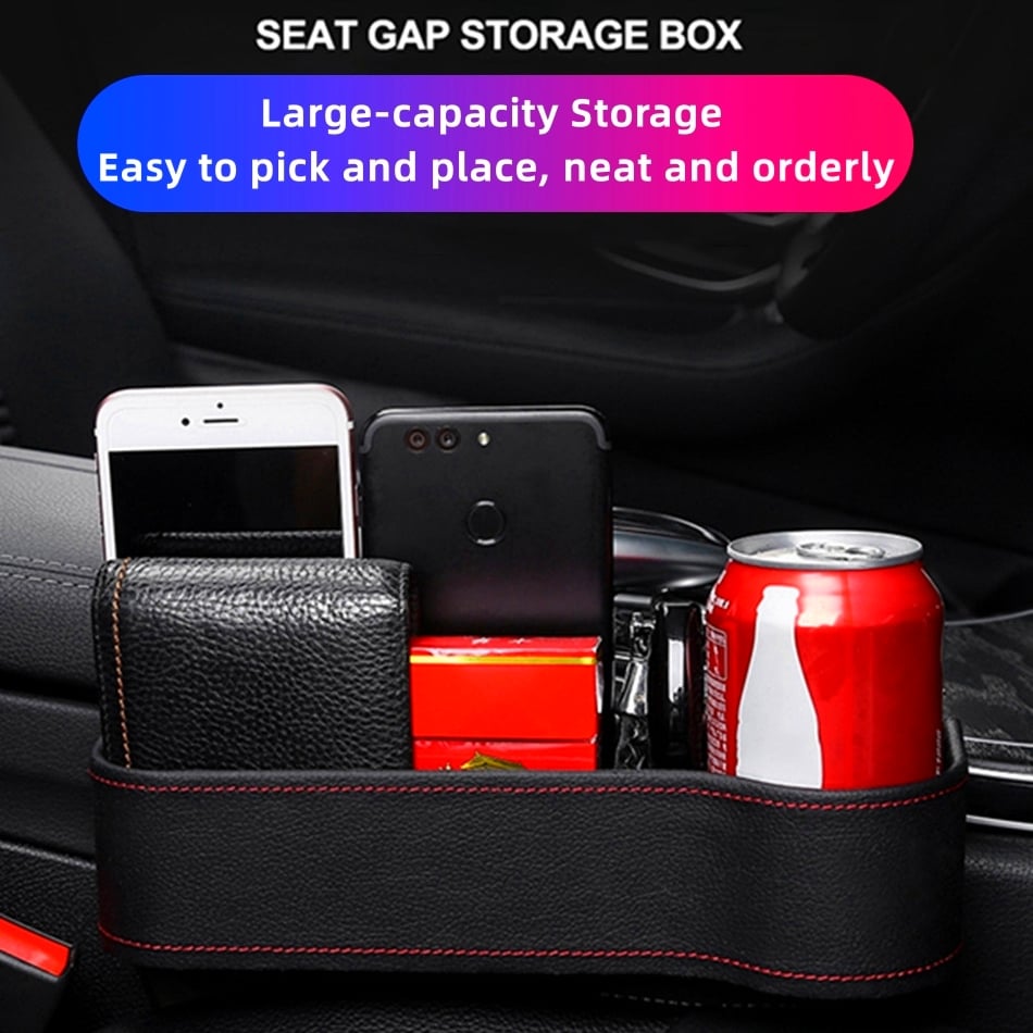 Luxurious Leather Car Seat Storage Organizer with Cup Holder