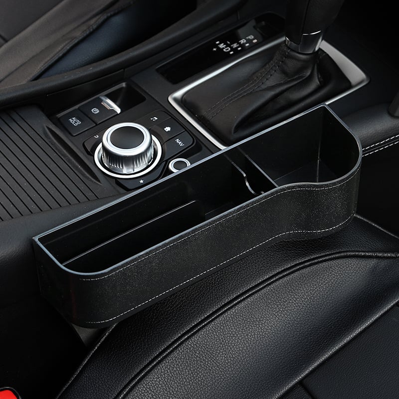 Luxurious Leather Car Seat Storage Organizer with Cup Holder