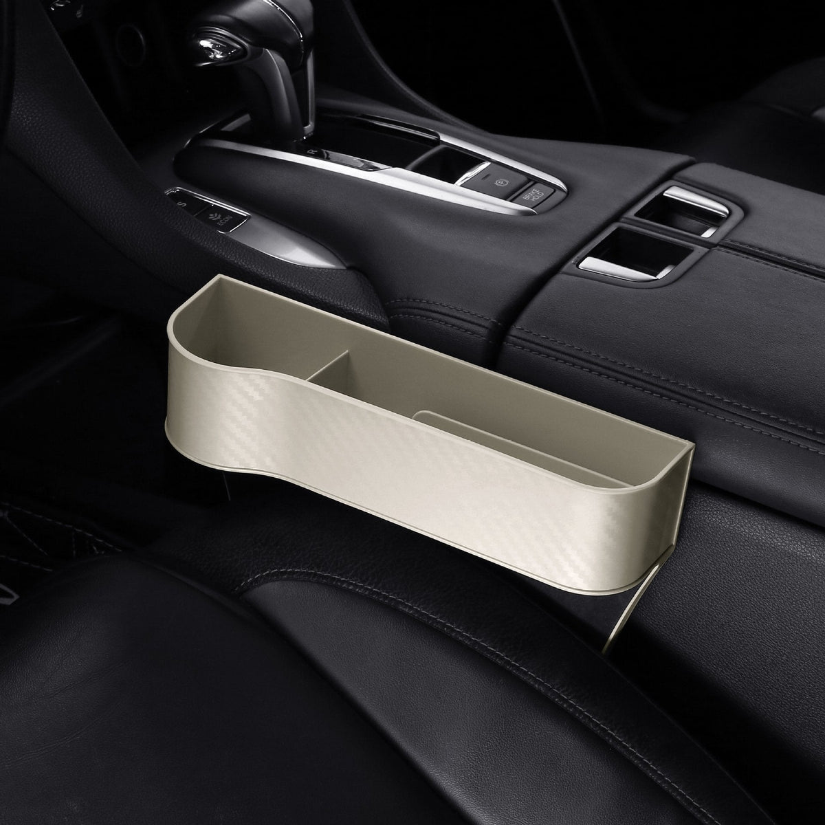 Luxurious Leather Car Seat Storage Organizer with Cup Holder