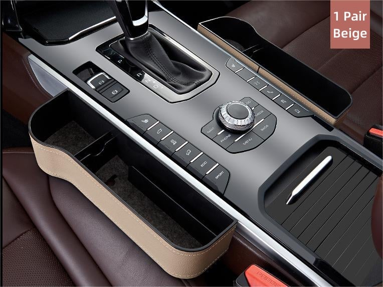Luxurious Leather Car Seat Storage Organizer with Cup Holder