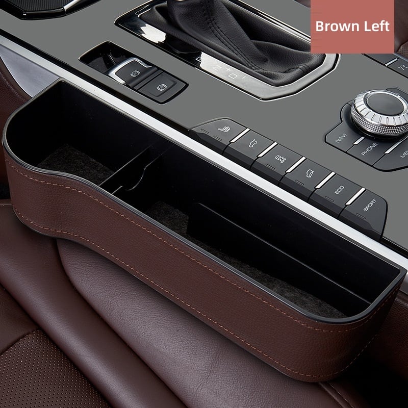 Luxurious Leather Car Seat Storage Organizer with Cup Holder