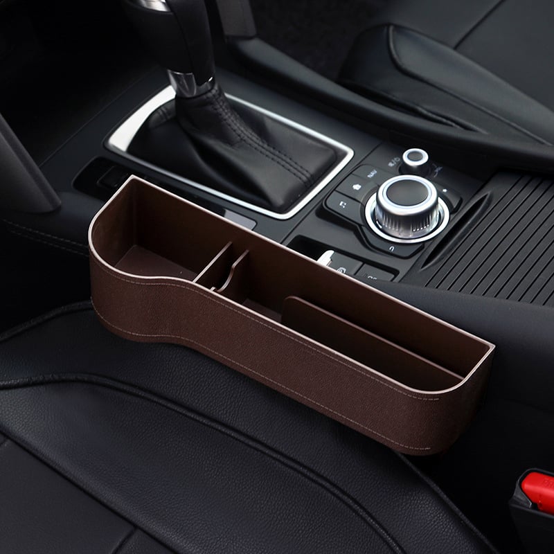 Luxurious Leather Car Seat Storage Organizer with Cup Holder