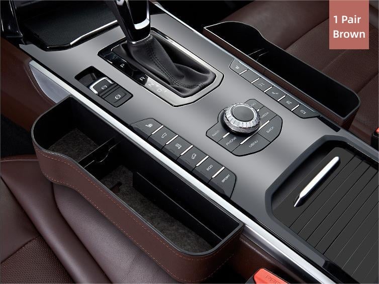 Luxurious Leather Car Seat Storage Organizer with Cup Holder