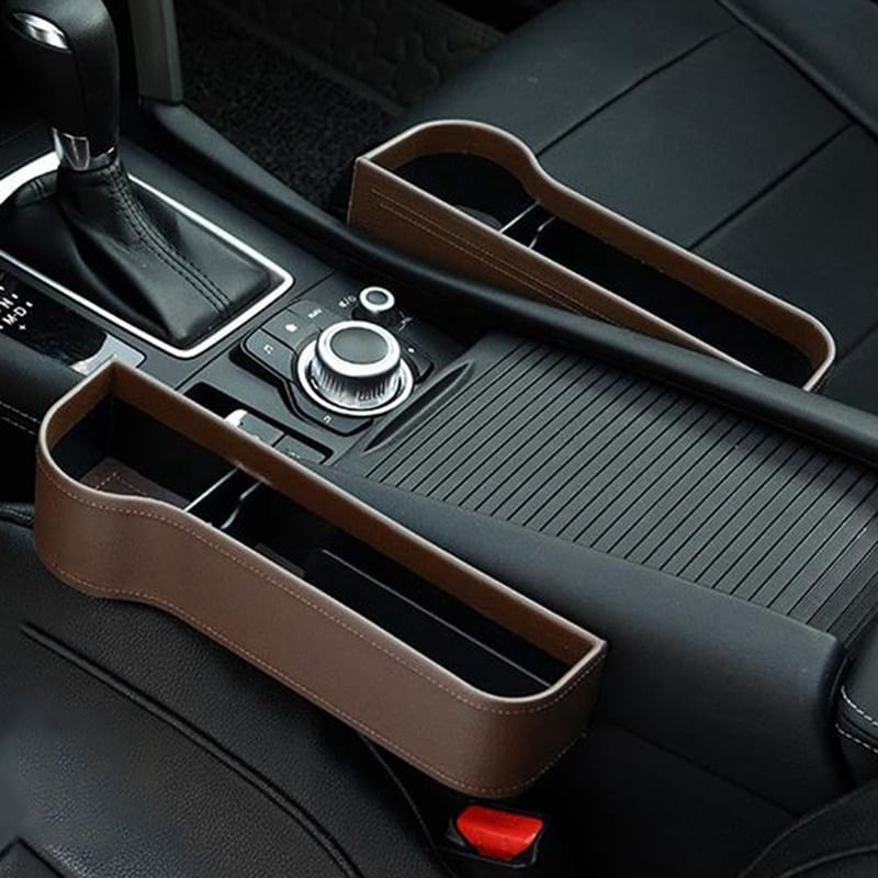 Luxurious Leather Car Seat Storage Organizer with Cup Holder