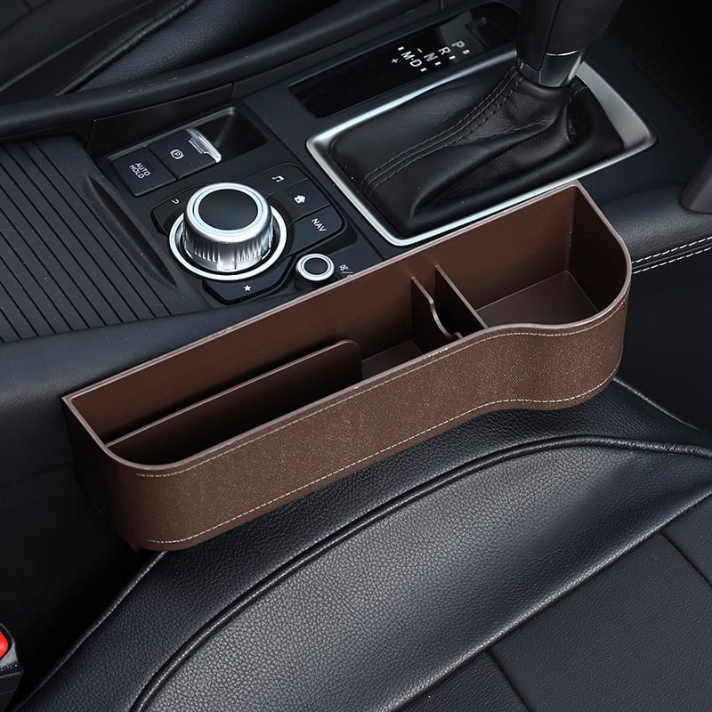 Luxurious Leather Car Seat Storage Organizer with Cup Holder