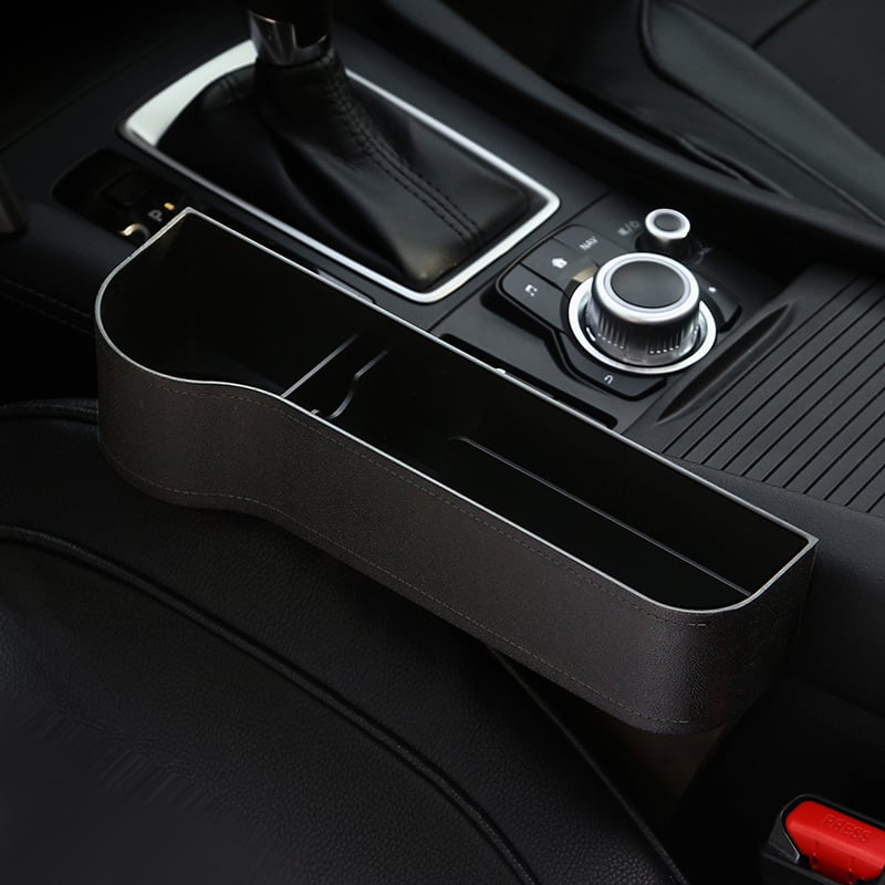 Luxurious Leather Car Seat Storage Organizer with Cup Holder