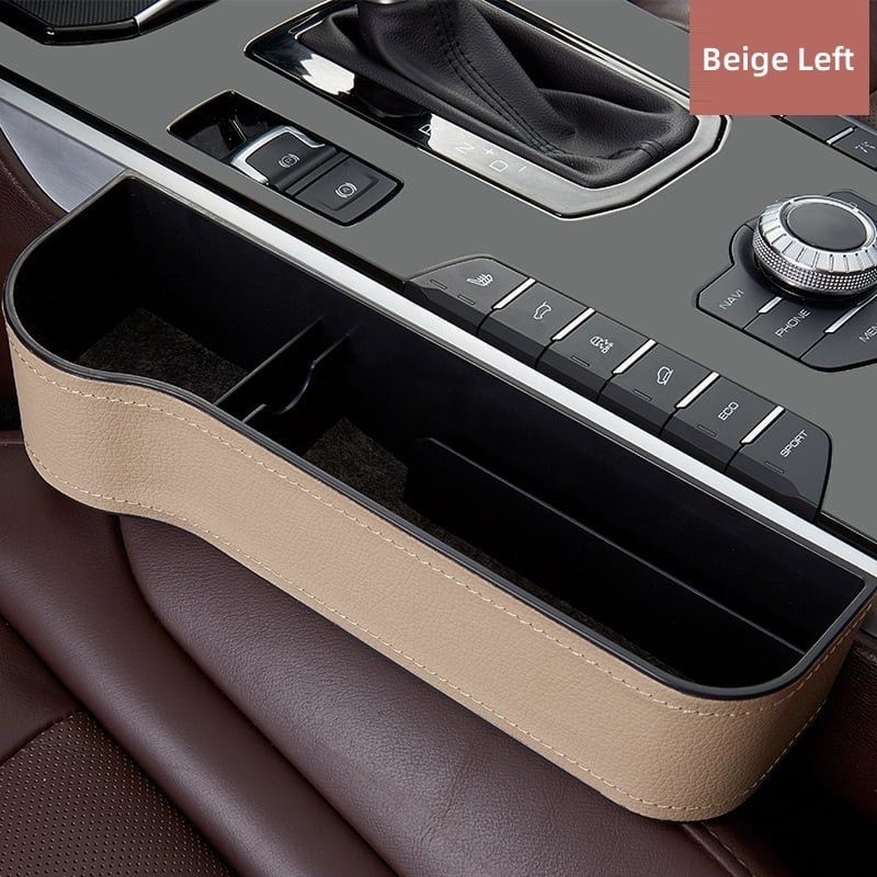 Luxurious Leather Car Seat Storage Organizer with Cup Holder