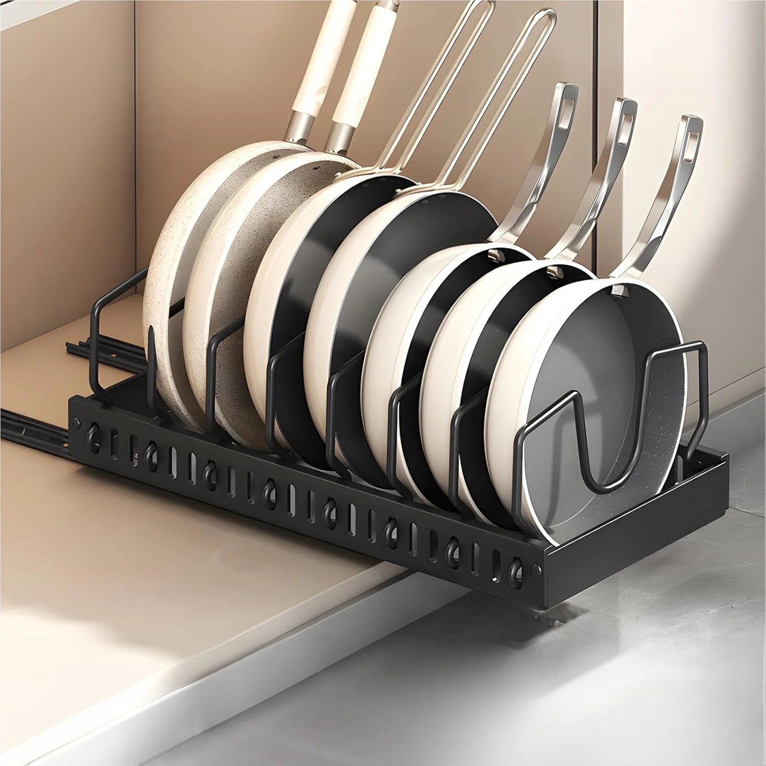 Versatile Slide-Out Kitchen Organizer with Adjustable Dividers